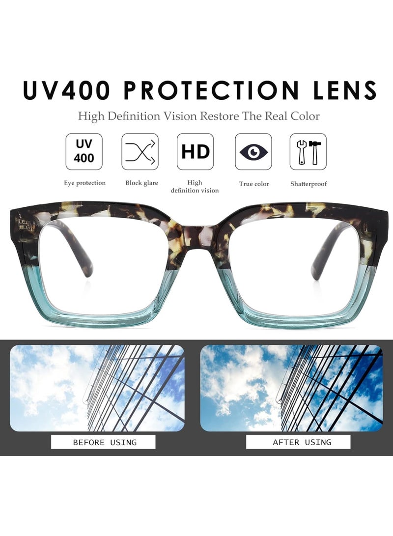 Zikra Classic Non-prescription Clear Lens Eyeglasses for Women, 2Pcs Fashion Vintage Square Frame Fake Eyeglasses, Anti-Blue Full Frame Retro Simple Frame Glasses for Travel Holiday - Image 3