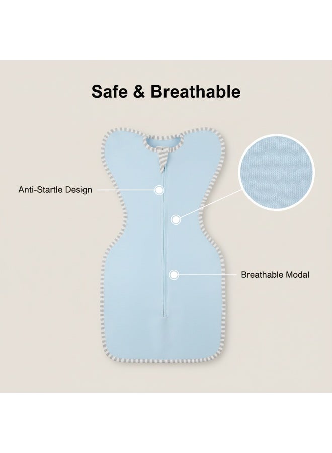 Bluejw 25×20cm Blue Modal Newborn Swaddle Sleeping Bag, Anti-Startle & Kick-Proof, Breathable Infant Swaddle Wrap for Baby - Image 4