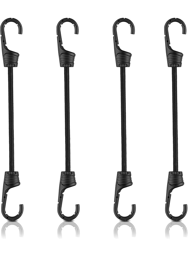 The Bros The Bros 4 Pcs Small Bungee Cord with Hooks, 2 Inch Mini Bungee Cords Hooks, Multi-Purpose Elastic Bungee Straps Gray Black Bungee Straps Tie Down for Luggage, Camping, Tarps - Image 1