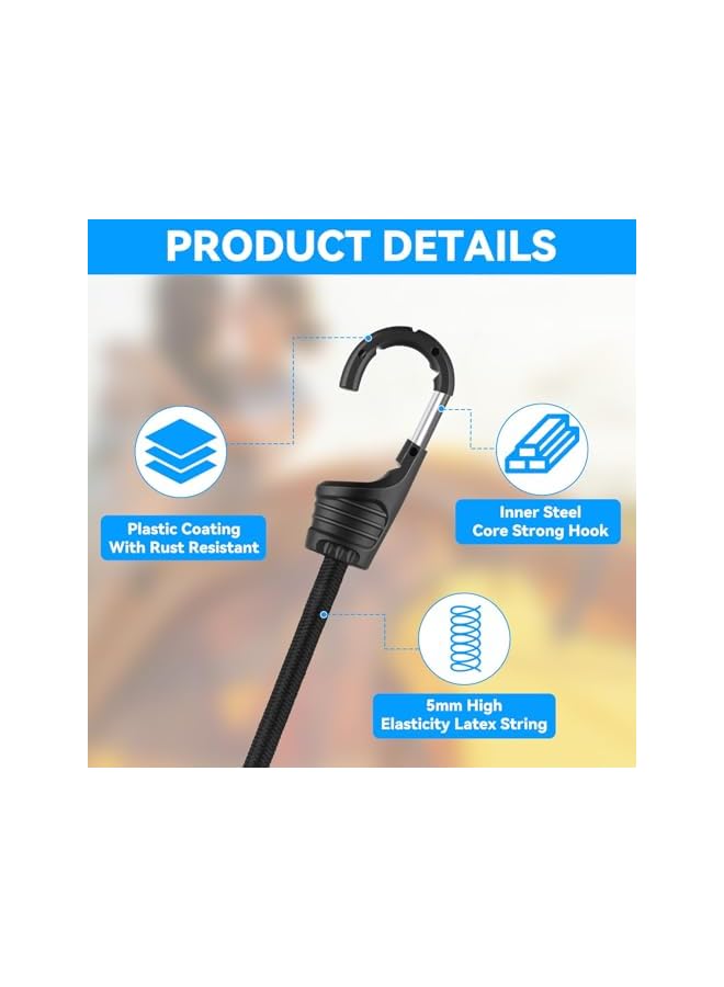 The Bros The Bros 4 Pcs Small Bungee Cord with Hooks, 2 Inch Mini Bungee Cords Hooks, Multi-Purpose Elastic Bungee Straps Gray Black Bungee Straps Tie Down for Luggage, Camping, Tarps - Image 5