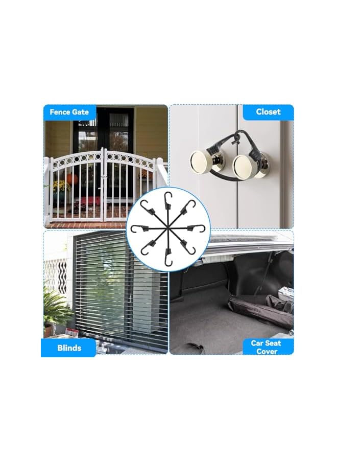 The Bros The Bros 4 Pcs Small Bungee Cord with Hooks, 2 Inch Mini Bungee Cords Hooks, Multi-Purpose Elastic Bungee Straps Gray Black Bungee Straps Tie Down for Luggage, Camping, Tarps - Image 3