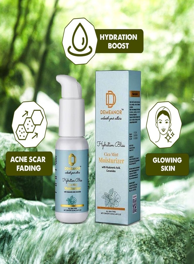 Demeanor Water Based Moisturizer for face Cica + Hyaluronic Acid Oil-free Moisturizer, 50ml 24 hours long lasting Hydration | Oil free non sticky light water gel for Daily use | All Skin Types - Image 3