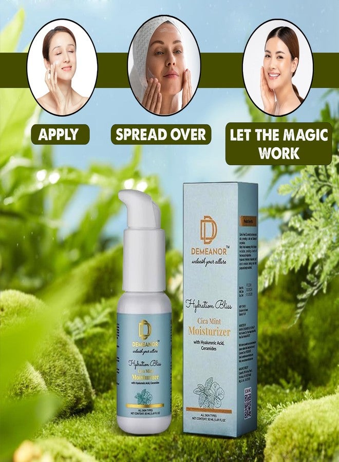 Demeanor Water Based Moisturizer for face Cica + Hyaluronic Acid Oil-free Moisturizer, 50ml 24 hours long lasting Hydration | Oil free non sticky light water gel for Daily use | All Skin Types - Image 4