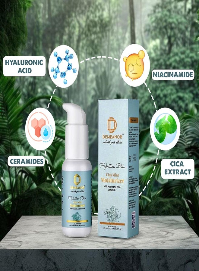 Demeanor Water Based Moisturizer for face Cica + Hyaluronic Acid Oil-free Moisturizer, 50ml 24 hours long lasting Hydration | Oil free non sticky light water gel for Daily use | All Skin Types - Image 2