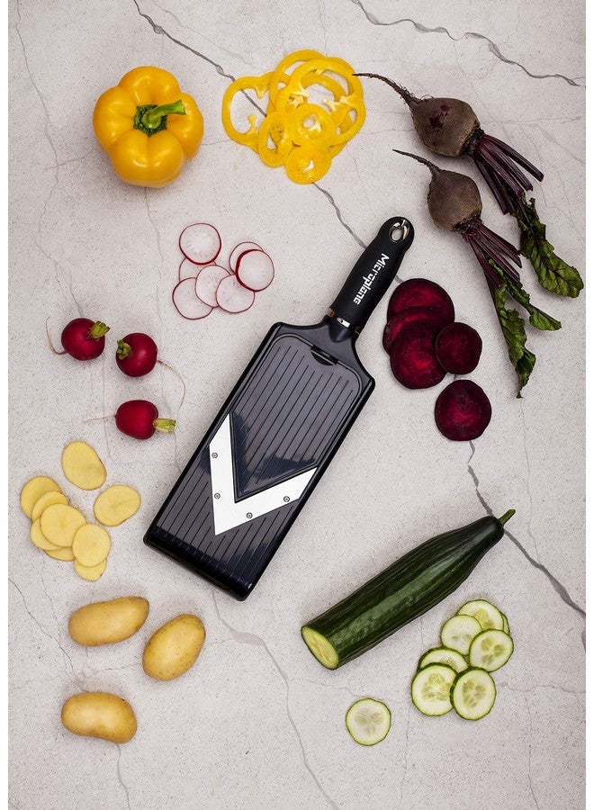Microplane Adjustable Mandoline Slicer with V-Blade and Julienne Stainless Steel Blades, Handheld Mandoline for Potatoes, Carrots and Other Vegetables - Image 2