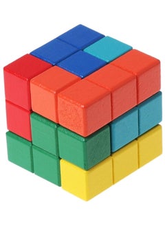 Daytoyz Color Wooden Cube Puzzle Tetris Magic Cube 3D Educational Brain Teaser IQ Mind Game  - Image 2