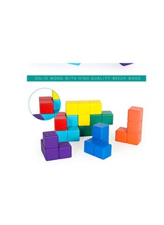 Daytoyz Color Wooden Cube Puzzle Tetris Magic Cube 3D Educational Brain Teaser IQ Mind Game  - Image 4