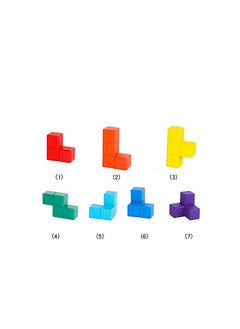 Daytoyz Color Wooden Cube Puzzle Tetris Magic Cube 3D Educational Brain Teaser IQ Mind Game  - Image 5