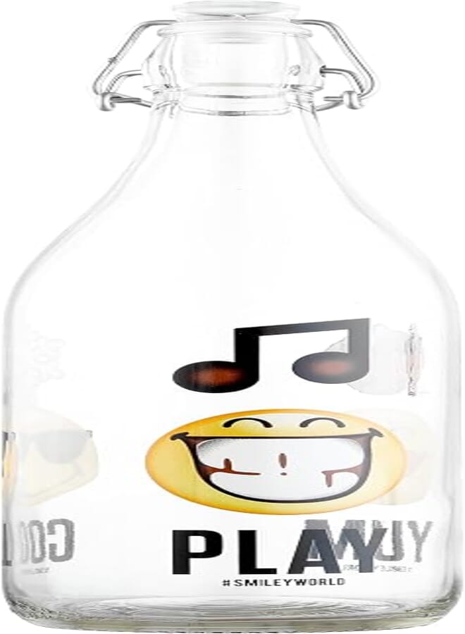LELLA Bottle, SMILEY WORLD MIX Design, Premium Glass Water Bottle, 500ml Capacity