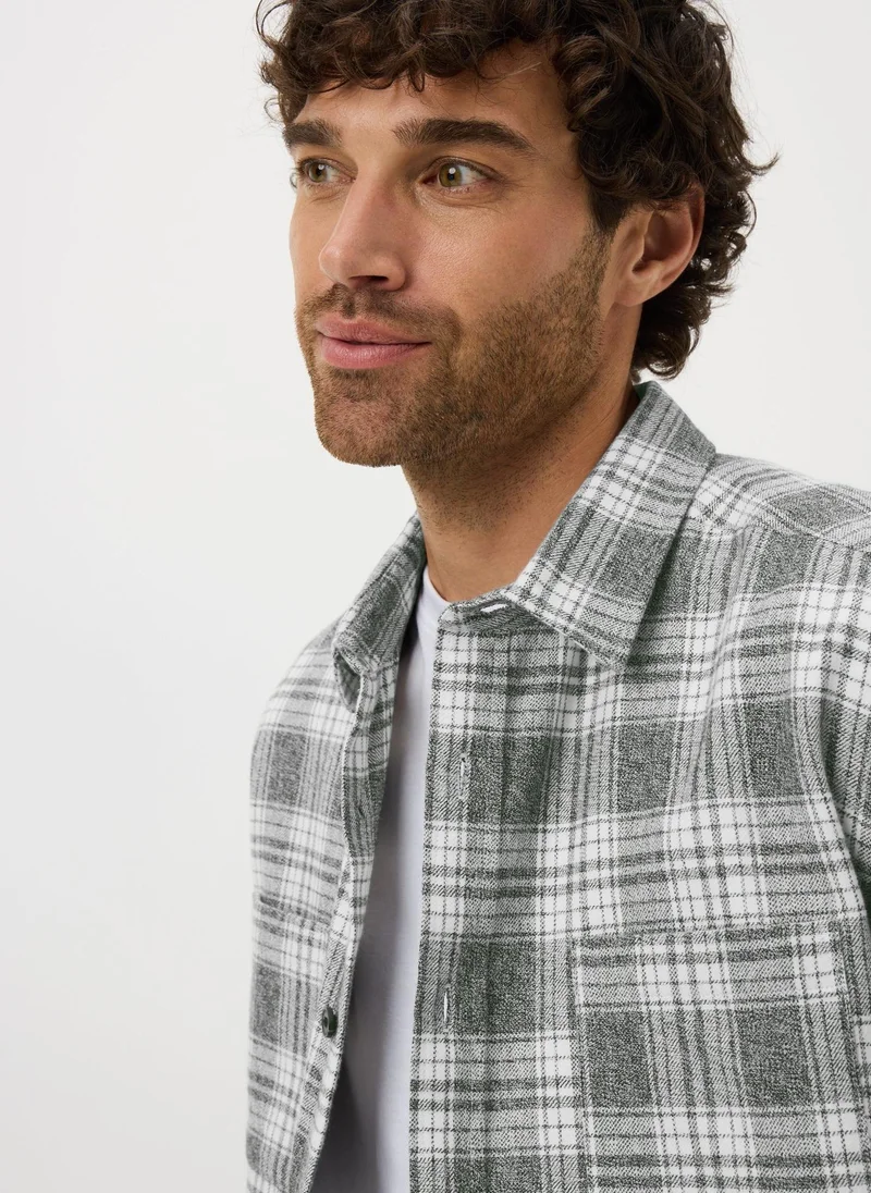 Matalan Grey Long Sleeve Grindle Check Shirt