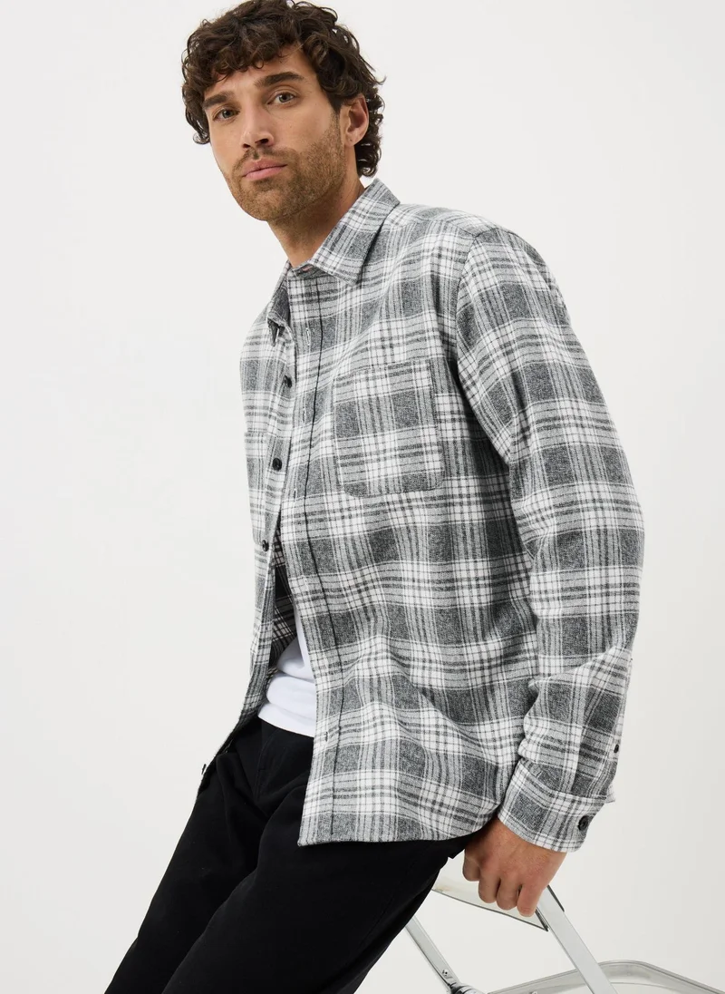 Matalan Grey Long Sleeve Grindle Check Shirt