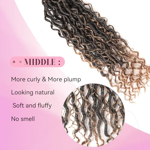 Aipin Goddess Locs Crochet Hair 14 Inch Boho River Locs Hippie Wavy Crochet With Curly Hair In Middle And Ends Braids Hair Extensions (8Packs,14 inch, T27) - Image 4