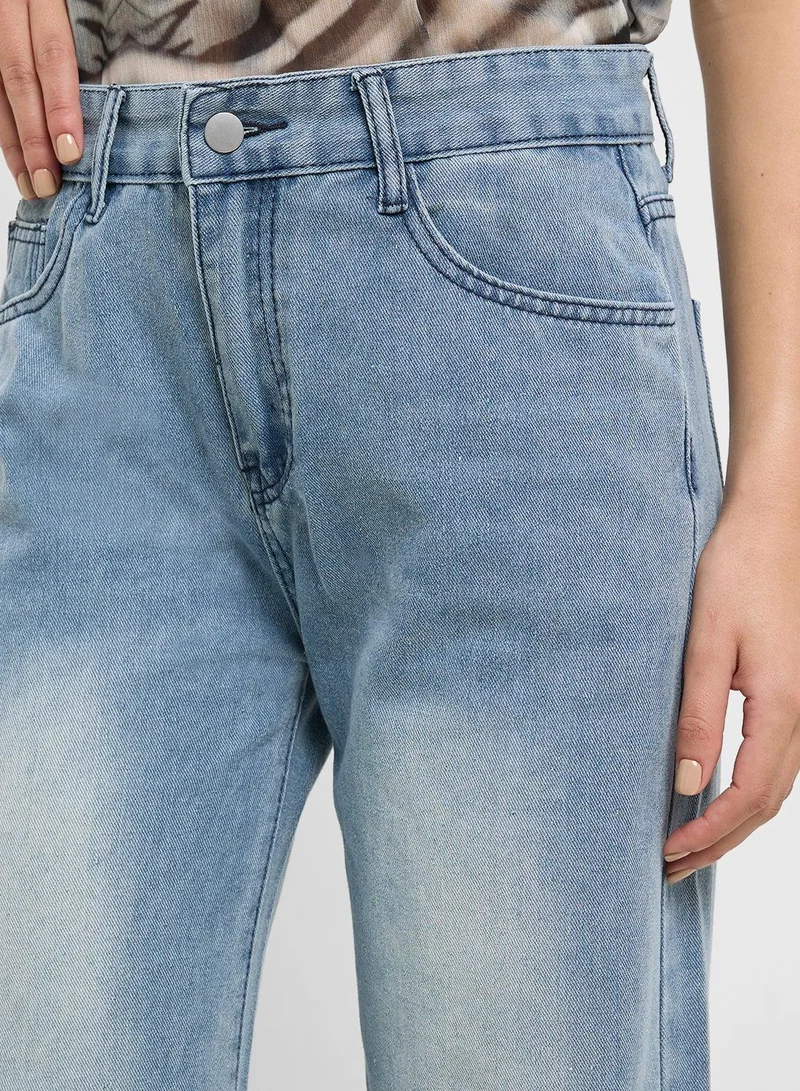 Ginger BLUE High Rise Straight Fit Jeans for Women | Best Price UAE