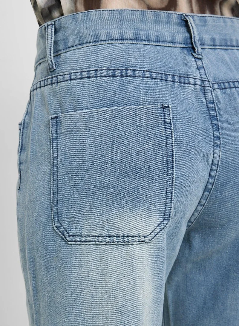 Ginger BLUE High Rise Straight Fit Jeans for Women | Best Price UAE