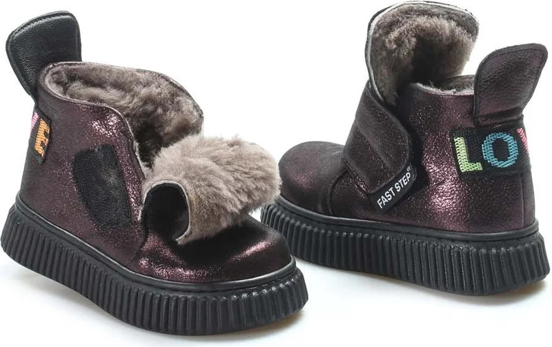 Fast Step Unisex Genuine Leather & Fur Winter Comfortable Daily Durable Children's Classic Boots 769KXA140