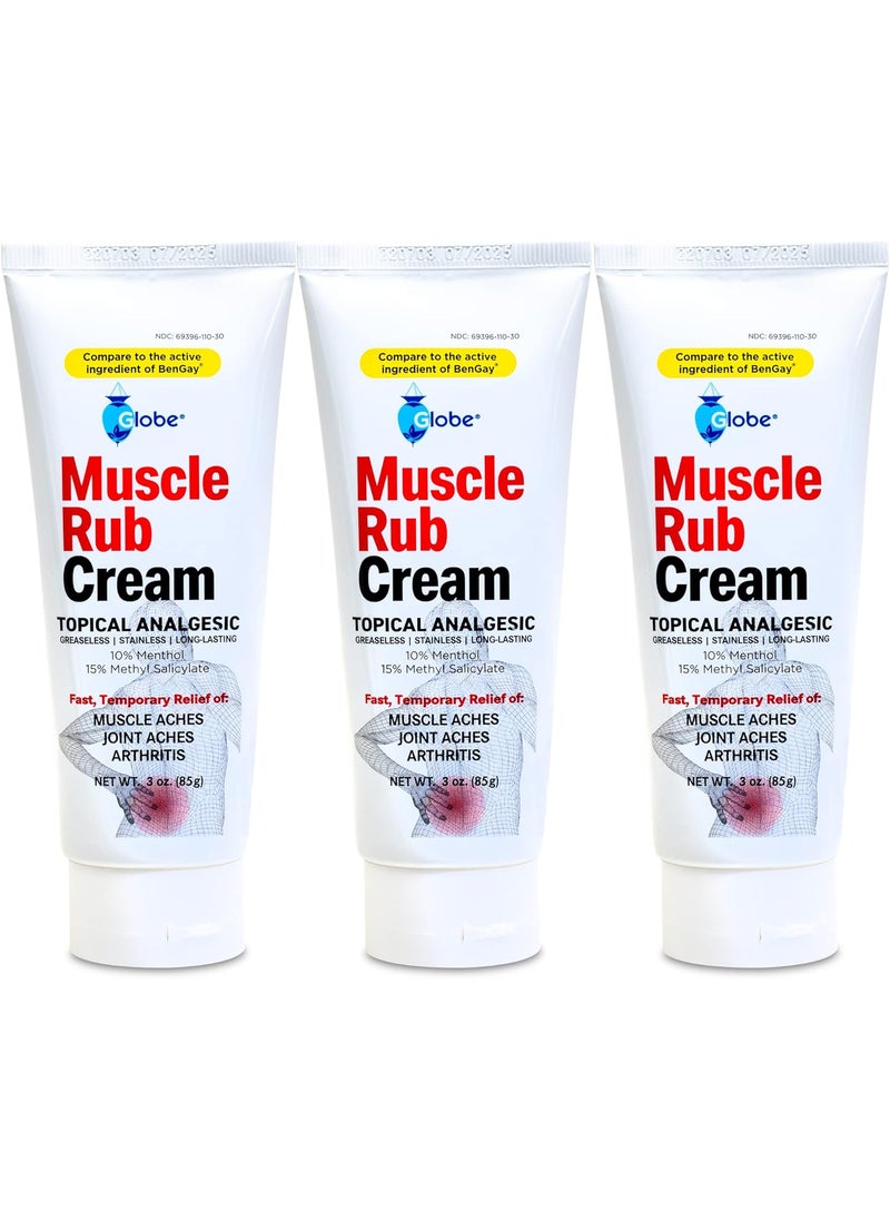 Globe (3 Pack) Globe Ultra Strength Greaseless Muscle Rub Cream (3 oz). Compare to The Active Ingredients of Greaseless Bengay, 10% Menthol & 15% Methyl Salicylate (3 Pack) 