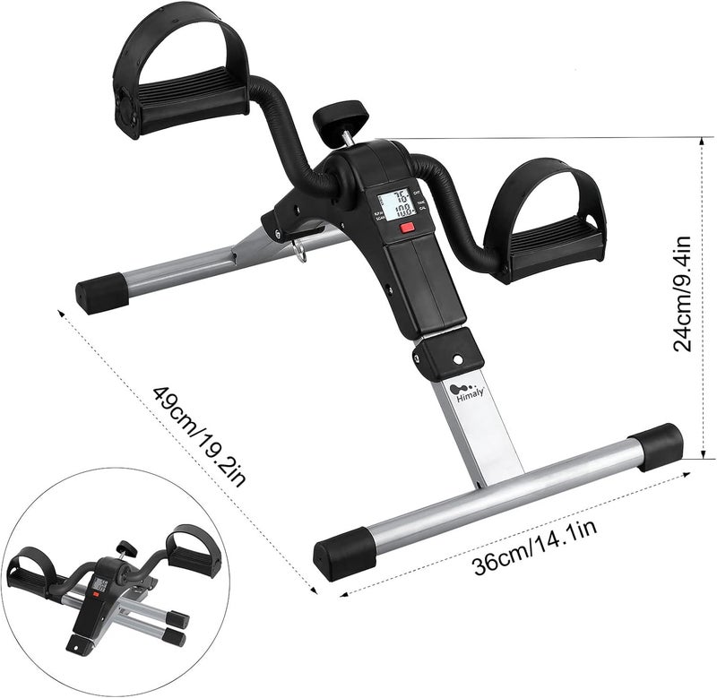 HIMALY Folding Pedal Exerciser - Mini Exercise Bike Under Desk Bike Pedal Exerciser with LCD Display for Arms and Legs Workout, Portable Desk Bike Peddler Machine for Adults & Seniors - Image 2