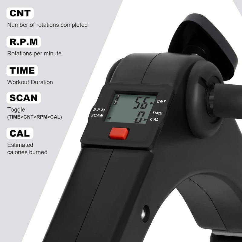 HIMALY Folding Pedal Exerciser - Mini Exercise Bike Under Desk Bike Pedal Exerciser with LCD Display for Arms and Legs Workout, Portable Desk Bike Peddler Machine for Adults & Seniors - Image 3