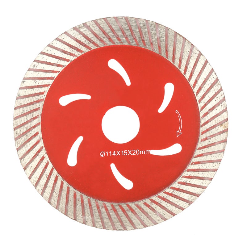 114*15*20mm Dry Cutting Continuous Turbo Diamond Saw Bit with Cooling Holes 20mm Inner Diameter Marble Granite Tile Incising For Angle Grinder Architectural Engineering Architect - Image 1
