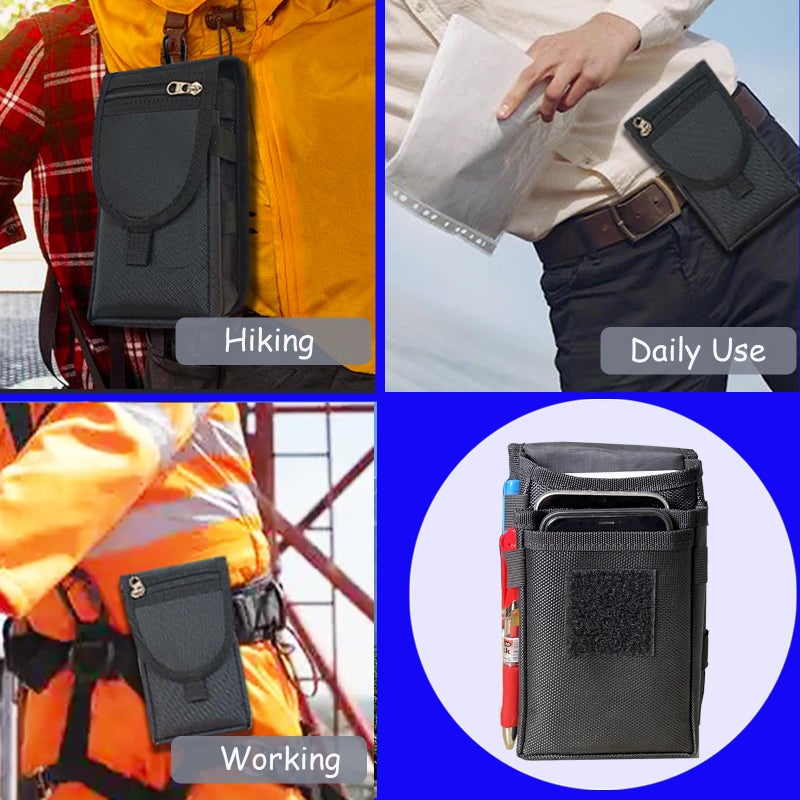 FAUDRECRO Dual Phone Holster with Belt Clip,Large Belt Smartphone Pouch for Men,Tactical Waist Cellphone Holder,Multi-Function Compatibility Mobilephone Case for Daily Use,Outdoor Activity,Hiking,Camping - Image 2