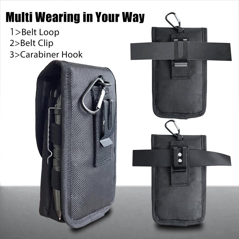 FAUDRECRO Dual Phone Holster with Belt Clip,Large Belt Smartphone Pouch for Men,Tactical Waist Cellphone Holder,Multi-Function Compatibility Mobilephone Case for Daily Use,Outdoor Activity,Hiking,Camping - Image 4