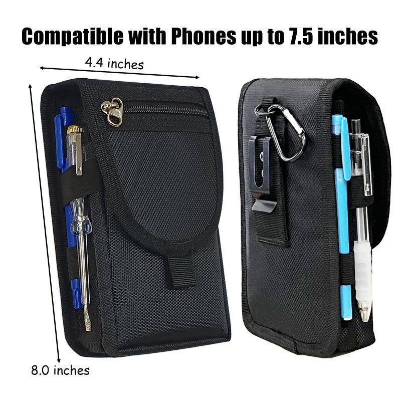 FAUDRECRO Dual Phone Holster with Belt Clip,Large Belt Smartphone Pouch for Men,Tactical Waist Cellphone Holder,Multi-Function Compatibility Mobilephone Case for Daily Use,Outdoor Activity,Hiking,Camping - Image 5