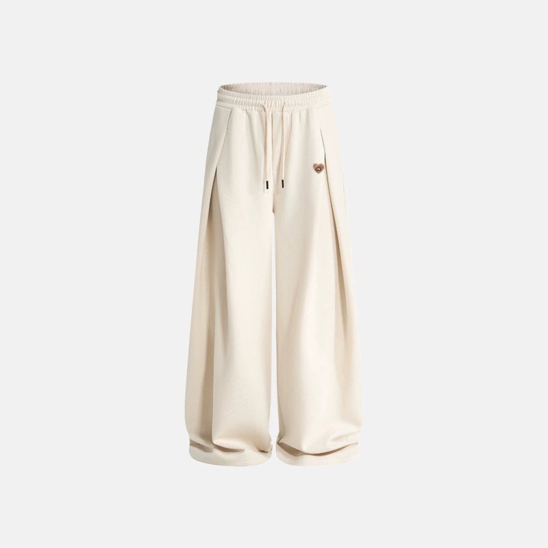 European American Slouchy Heart Embroidery Wide Leg Sweatpants High Waist Drawstring Loose Straight Casual Pants - Image 5