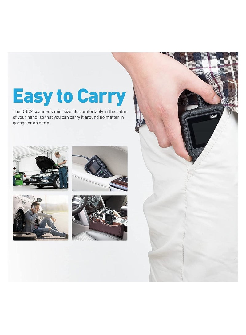 VKL LAUNCH Creader 3001 OBD2 Scanner Automotive Car Diagnostic Tool, Check Engine Light O2 Sensor Systems OBD Code Readers Scan Tools for All OBDII Protocol Cars - Image 3