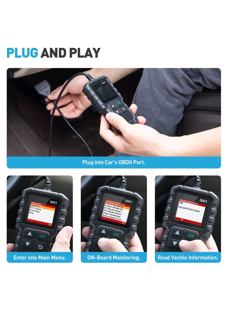 VKL LAUNCH Creader 3001 OBD2 Scanner Automotive Car Diagnostic Tool, Check Engine Light O2 Sensor Systems OBD Code Readers Scan Tools for All OBDII Protocol Cars - Image 5