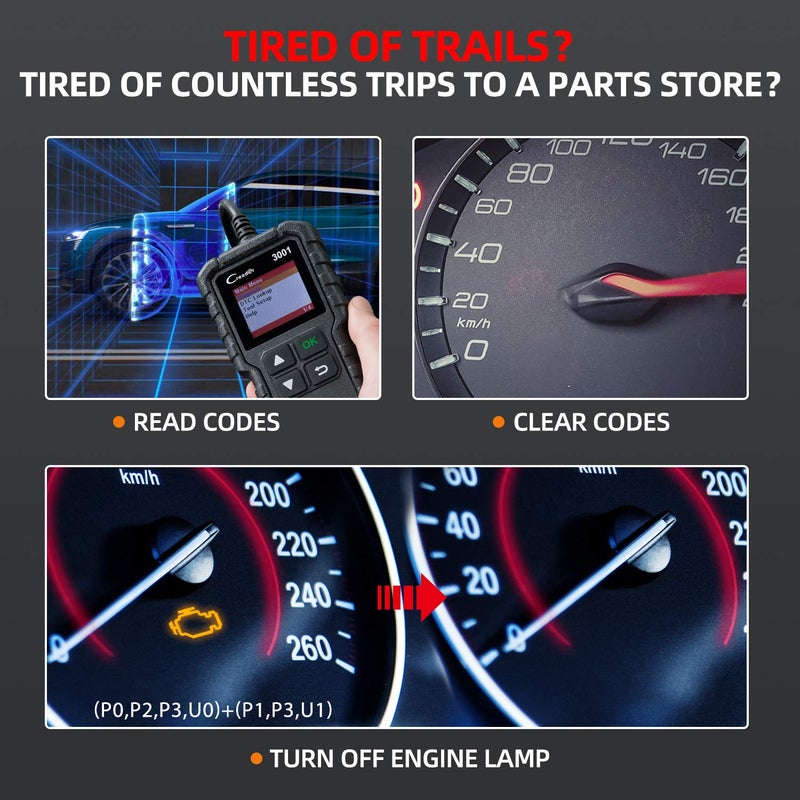Launch جهاز فحص السيارات LAUNCH Creader 3001 OBD2، أداة تشخيص السيارات، لفحص أنظمة مستشعر O2 وضوء فحص المحرك، أجهزة قراءة رموز OBD، أدوات مسح لجميع سيارات بروتوكول OBDII - Image 4