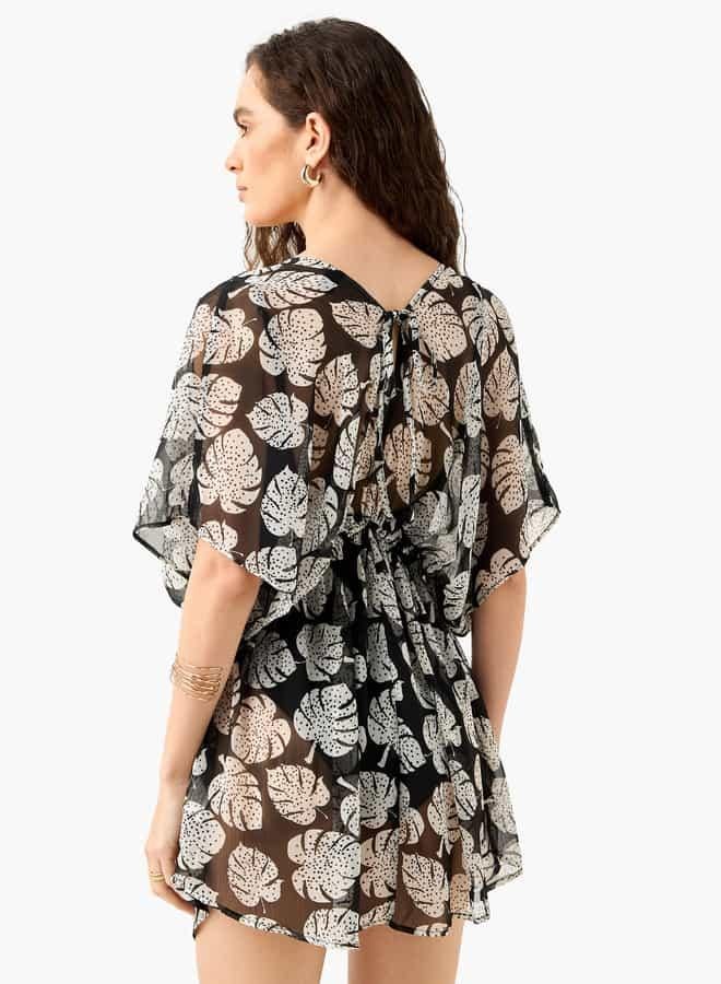 سبلاش فيڤ كفر أب بطبعة زهور مع تفاصيل ربط - Image 3