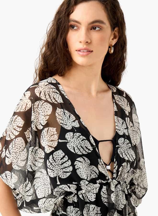 سبلاش فيڤ كفر أب بطبعة زهور مع تفاصيل ربط - Image 4