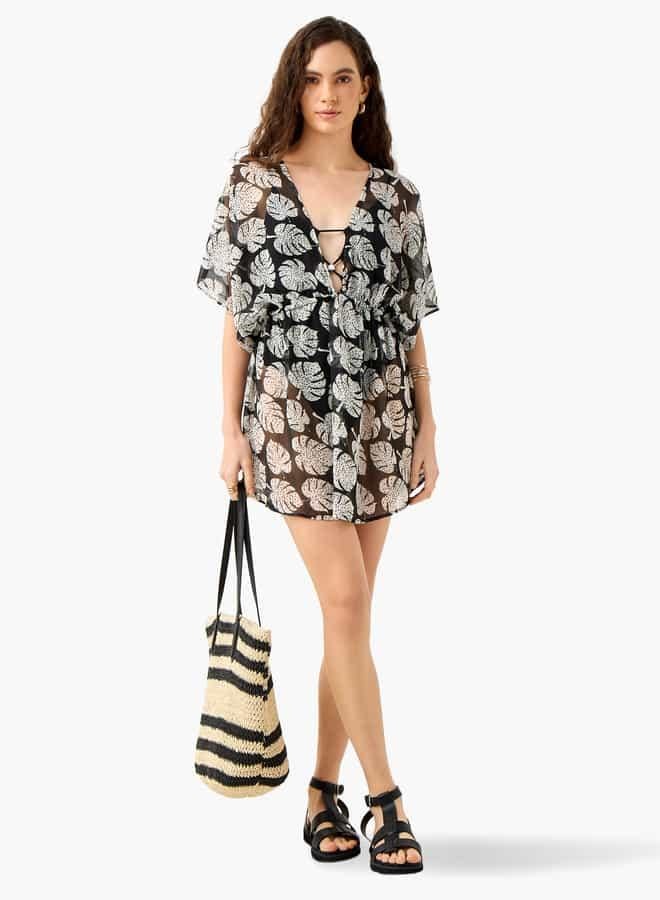 سبلاش فيڤ كفر أب بطبعة زهور مع تفاصيل ربط - Image 2