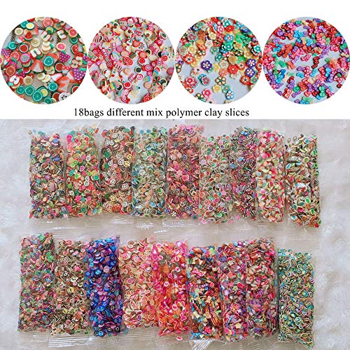 NAIL ANGEL 18bags Different Design Mix Bag Polymer Clay Slices Fruit Cake Flower Etc Shapes Mix 10051 - Image 2
