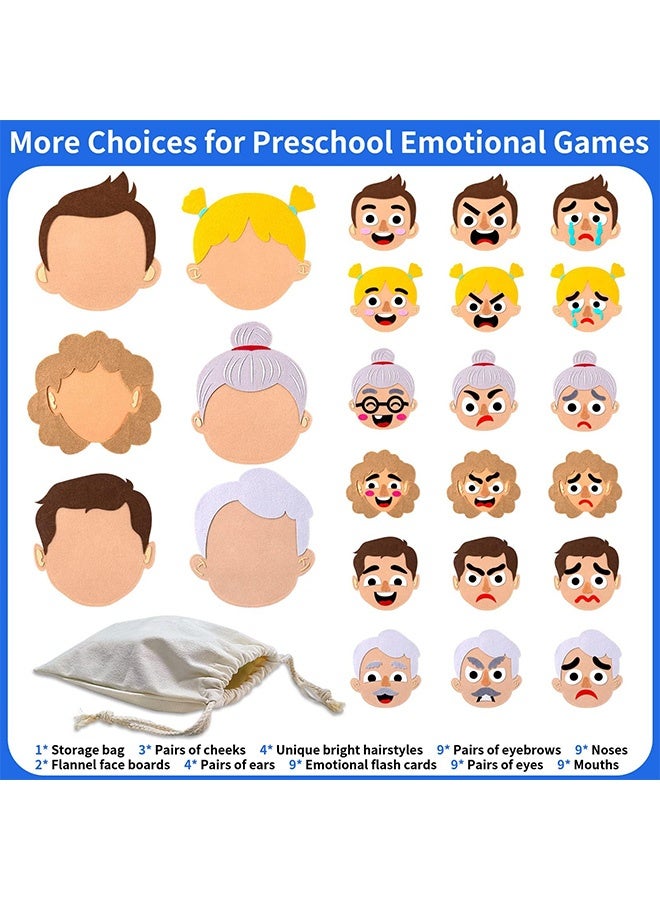 Peachjoy 116 Pcs Social-Emotional-Learning-Activities for Kids, Make Faces to Describe Feelings and Emotions, 6 Family Feelings-Board-Games, Autism Sensory Toy Educational Speech Toys for Toddlers Age 3+ - Image 2