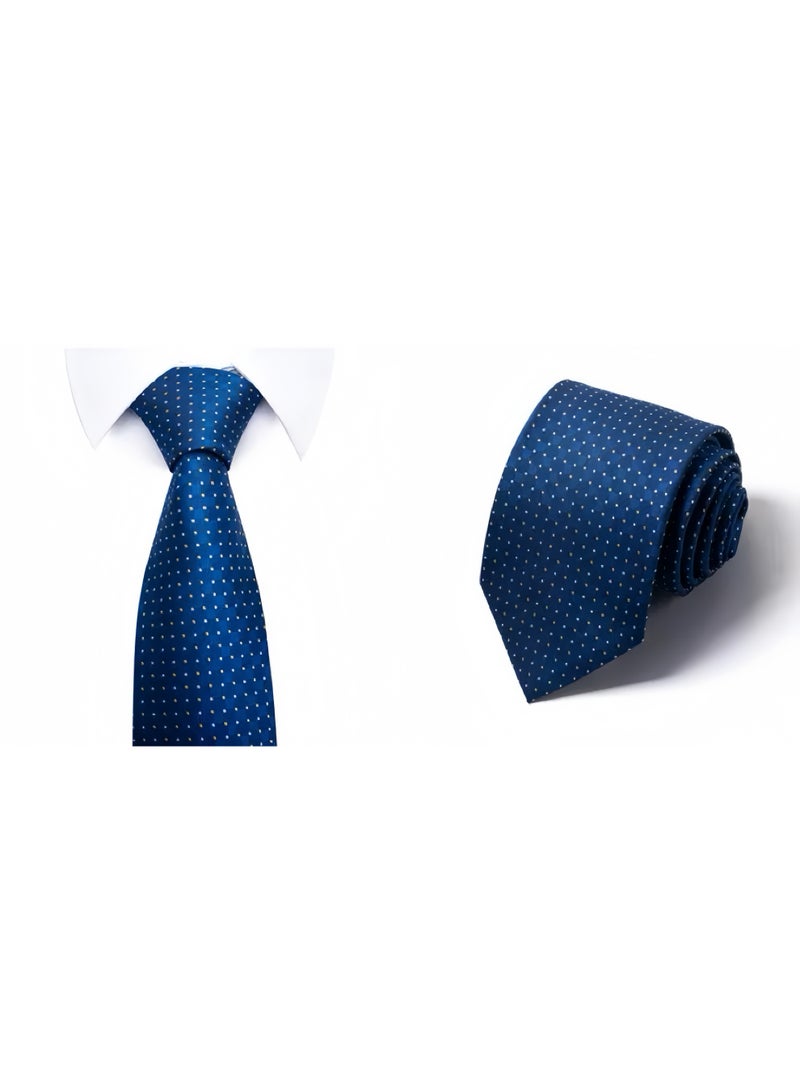 Lee Yon Ties for Men Set with Pocket Square Cufflink and Tie Clip, Necktie Handkerchief in Gift Box for Wedding and Business (Blue) - Image 2