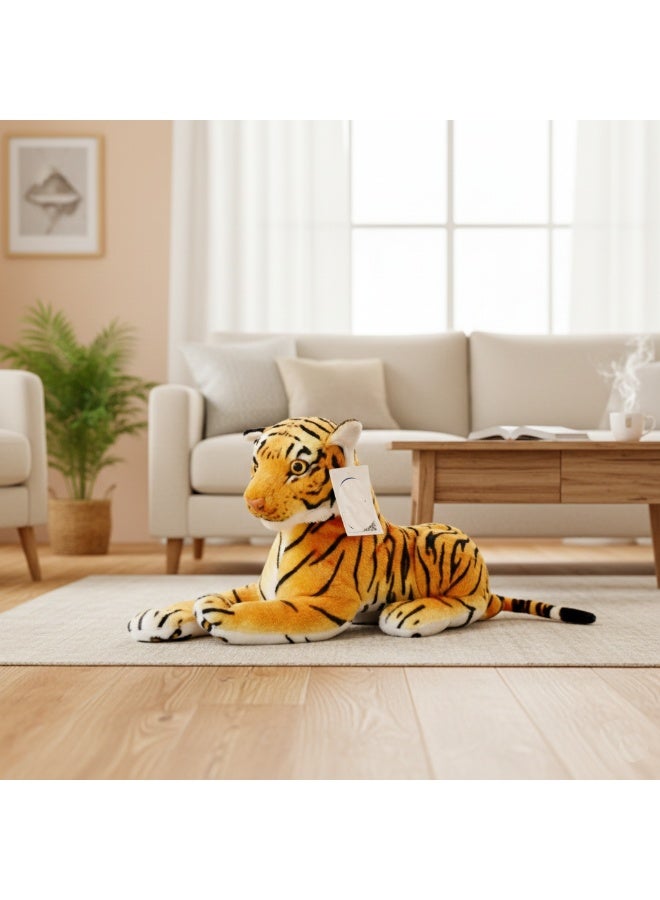 متجر 7 دمية نمر محشوة قطيفة ناعمة – لعبة قطيفة بتصميم نمر واقعي – دمية حيوانات برية محاكاة للأطفال – لعبة محشوة لينة وناعمة – هدية مثالية - Image 1