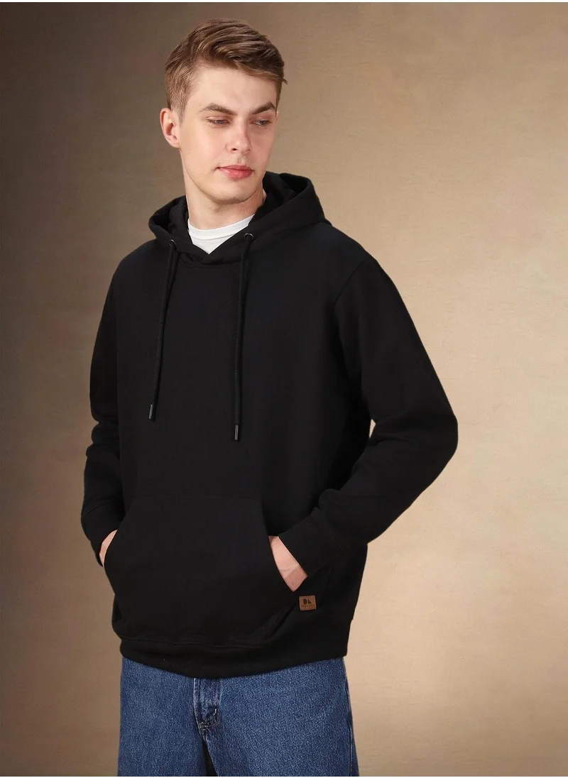 دينيس لينغو Men's Black Polyester Blend Solid Regular Fit Sweatshirt