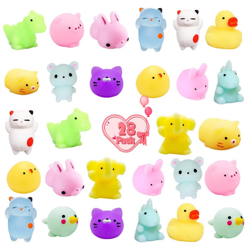 LUKBERA 28 Packs Mochi Squishy Toys Squishies Stress Relief Fidget Squeeze Toys for Kids Easter Egg Fillers Valentines Day Classroom Exchange Gifts School Prizes - Image 3