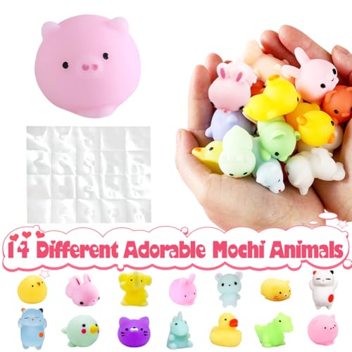 LUKBERA 28 Packs Mochi Squishy Toys Squishies Stress Relief Fidget Squeeze Toys for Kids Easter Egg Fillers Valentines Day Classroom Exchange Gifts School Prizes - Image 5
