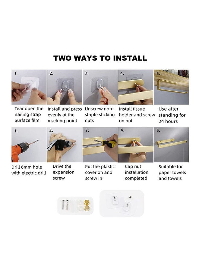 Loquat 2-Piece Hand Towel Holder Gold 39.5x7x3cm - Image 4