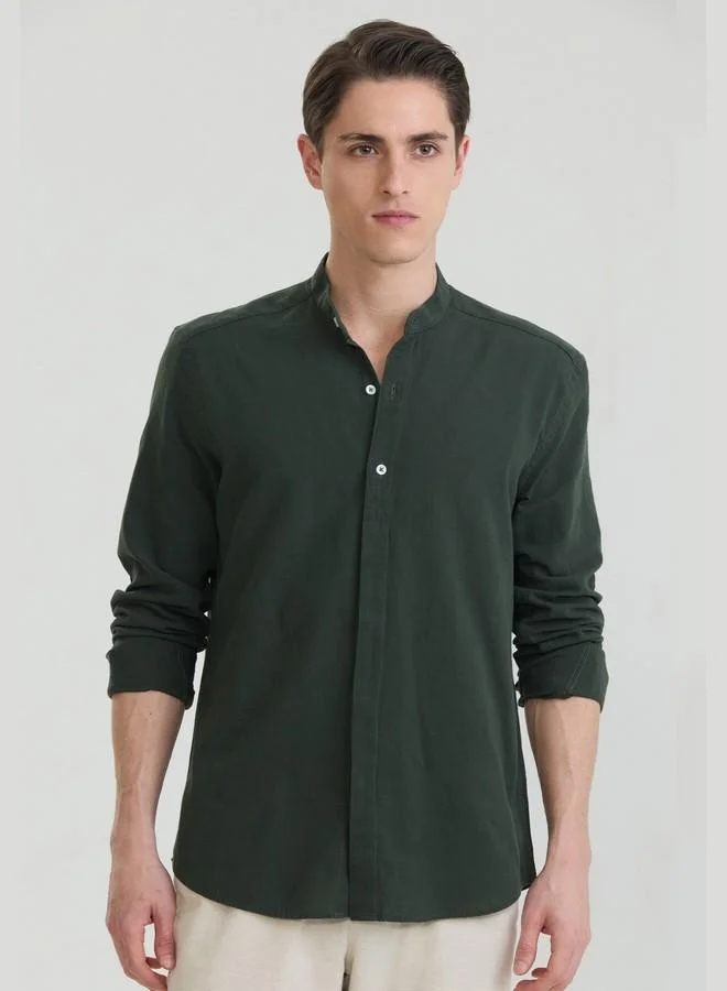 FELIX HARDY Men's Cotton Linen Blend Long Sleeve Shirt