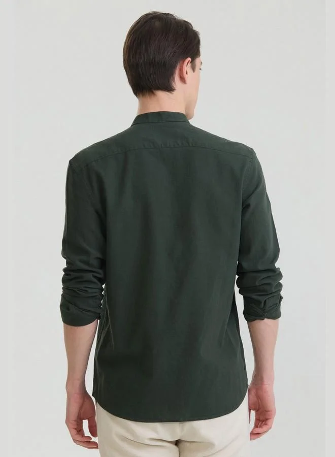 FELIX HARDY Men's Cotton Linen Blend Long Sleeve Shirt