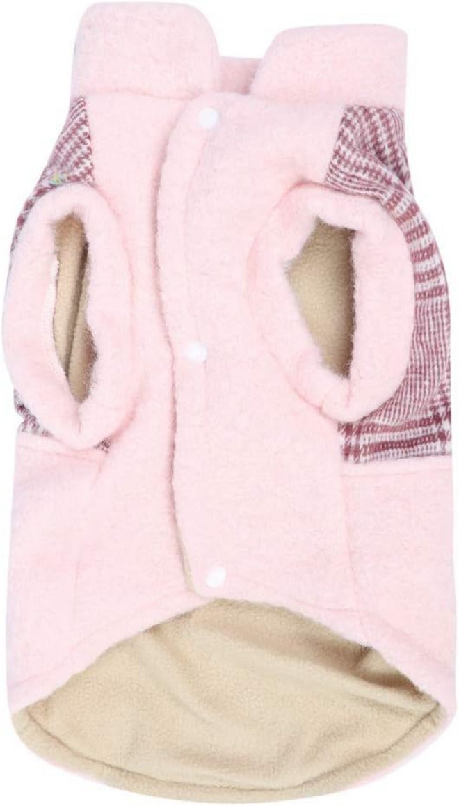 Pet Plush Winter Clothes, Soft Warm Costume with Button for Dog Cat, Multiple Sizes - Cozy Material, Easy Wear, Comfortable for Cold Weather (L) - Image 1
