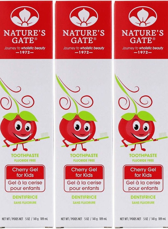 Nature's Gate Natural Toothpaste Gel, Cherry for Kids, 5 oz (Pack of 3) Set - Image 1