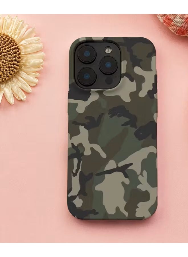 Temu A stylish military camouflage print phone case that gives your phone a robust and attractive look. Made of soft silicone, it is shock and scratch resistant and compatible with iPhone 16 Pro Max. - Image 1