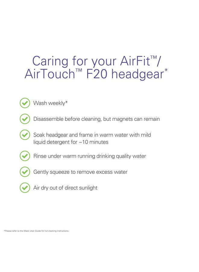 Resmed ResMed AirFit/AirTouch F20 Headgear - Replacement CPAP Headgear - Frame System & Full Face Cushion Not Included - Premium CPAP Accessories - Samall, Pink - Image 5