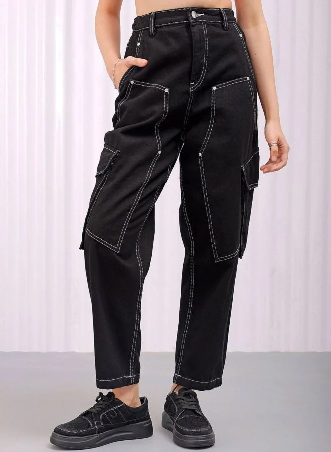 Women Relaxed Fit Solid High Rise Jeans