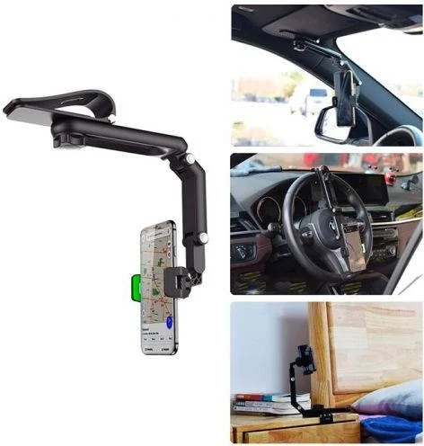 Polhammobile Universal Car Phone Holder Kitchen Desk Stand For Polham Clip-on Rear View Mirror Sun Visor