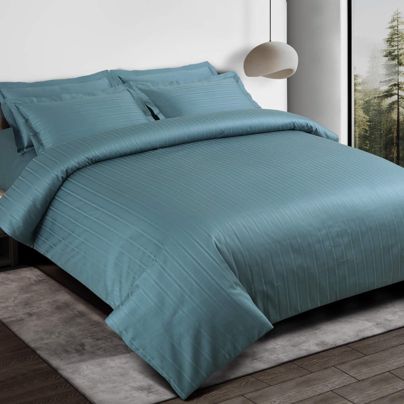Malako Tuscan Treasure 550 TC 100% Cotton Jacquard Double Bed Duvet Cover with Embroidery - Luxurious and Breathable - 9 Elegant Colour Options (Teal Green) - Image 2